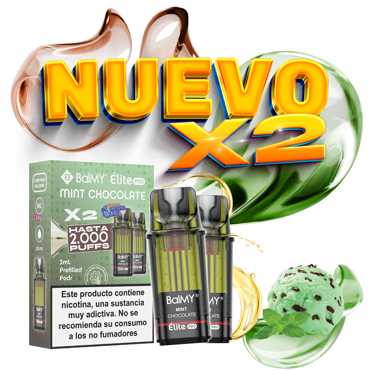 Pack x2 Cápsulas Balmy Elite Pro Chocolate Menta 20mg