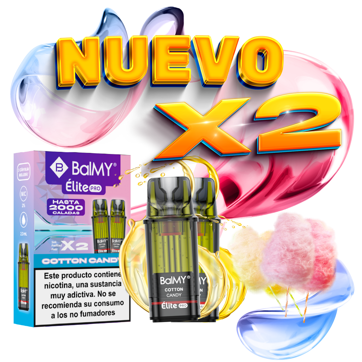 Pack x2 Cápsulas Balmy Elite Pro Algodón de Azúcar 20mg