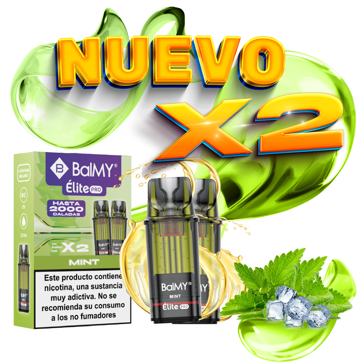 Pack x2 Cápsulas Balmy Elite Pro Menta 20mg