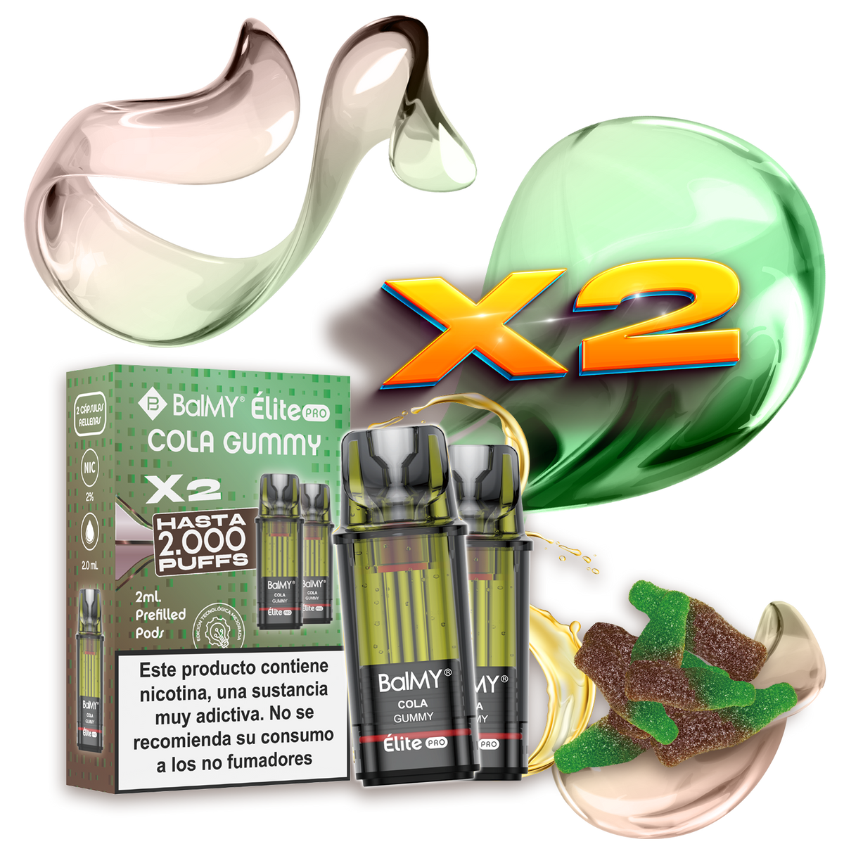Pack x2 Cápsulas Balmy Elite Pro Golosina de Cola 20mg