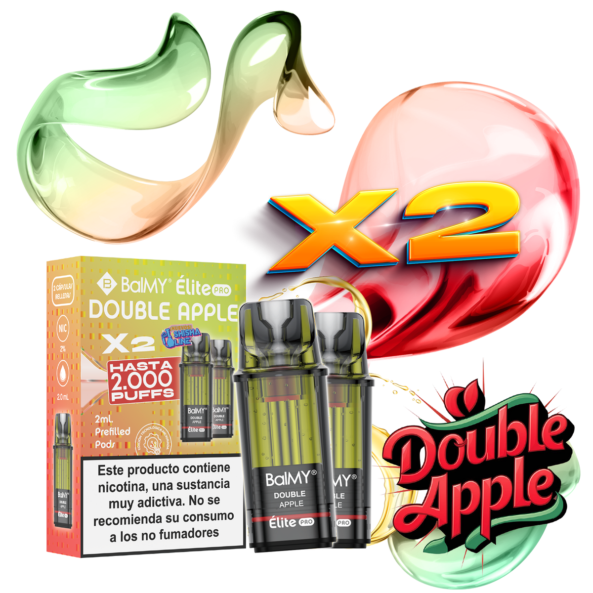 Pack x2 Cápsulas Balmy Elite Pro Doble Manzana 20mg