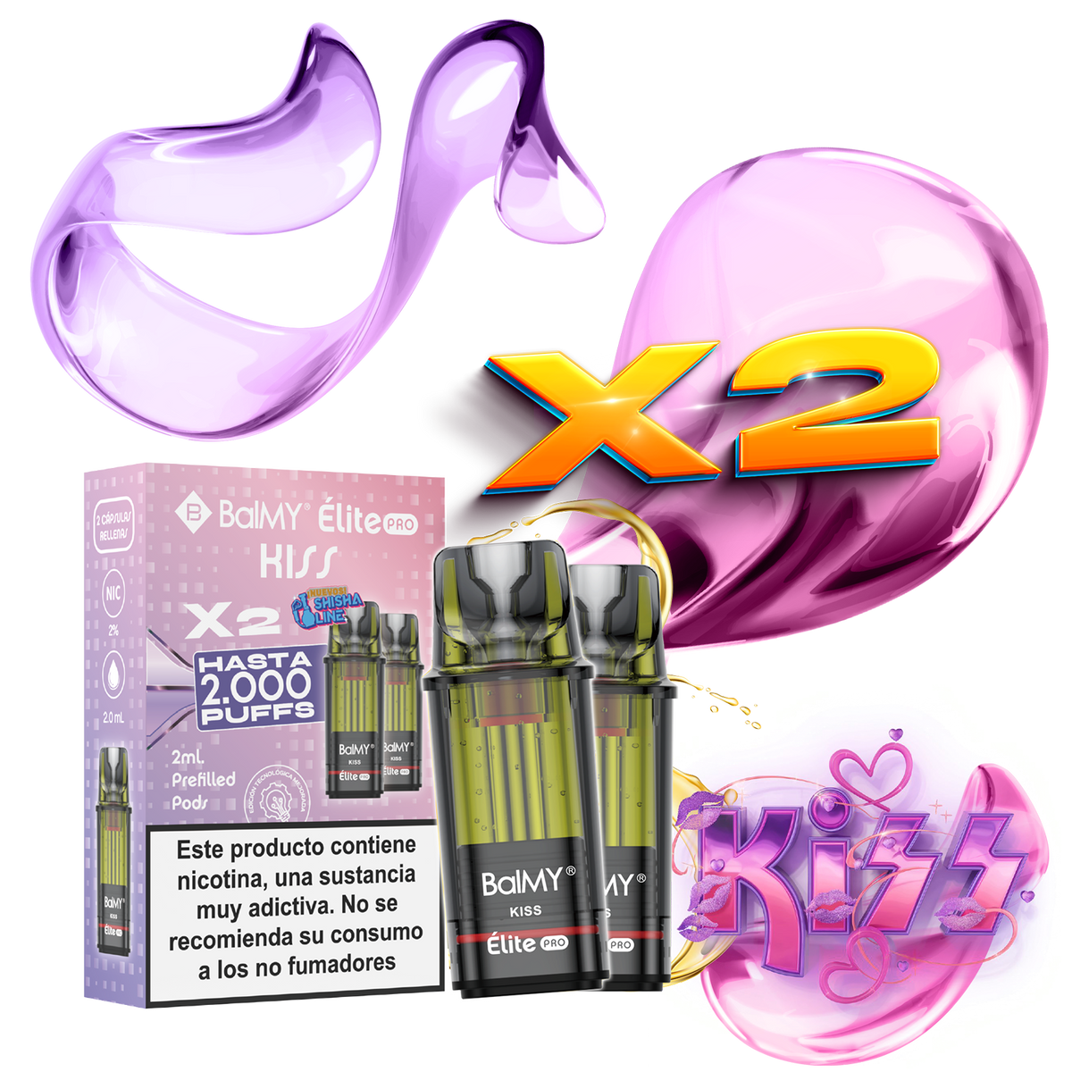 Pack x2 Cápsulas Balmy Elite Pro Kiss 20mg