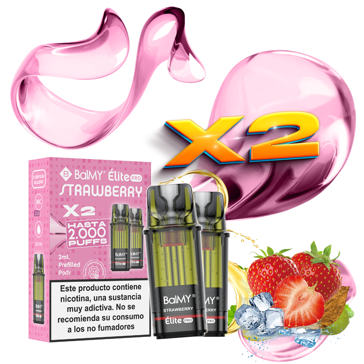 Pack x2 Cápsulas Balmy Elite Pro Fresa 20mg