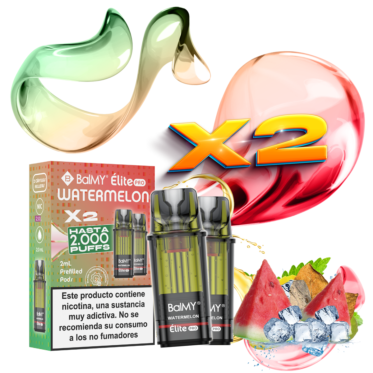 Pack x2 Cápsulas Balmy Elite Pro Sandía 20mg