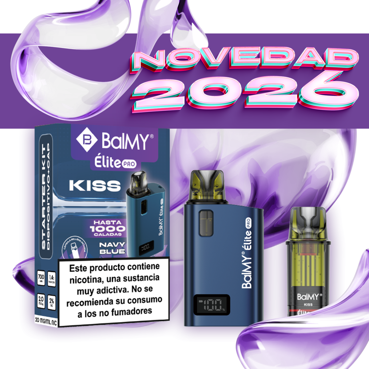 Balmy Elite Pro Starter Kit Navy Blue Kiss dispositivo + cápsula