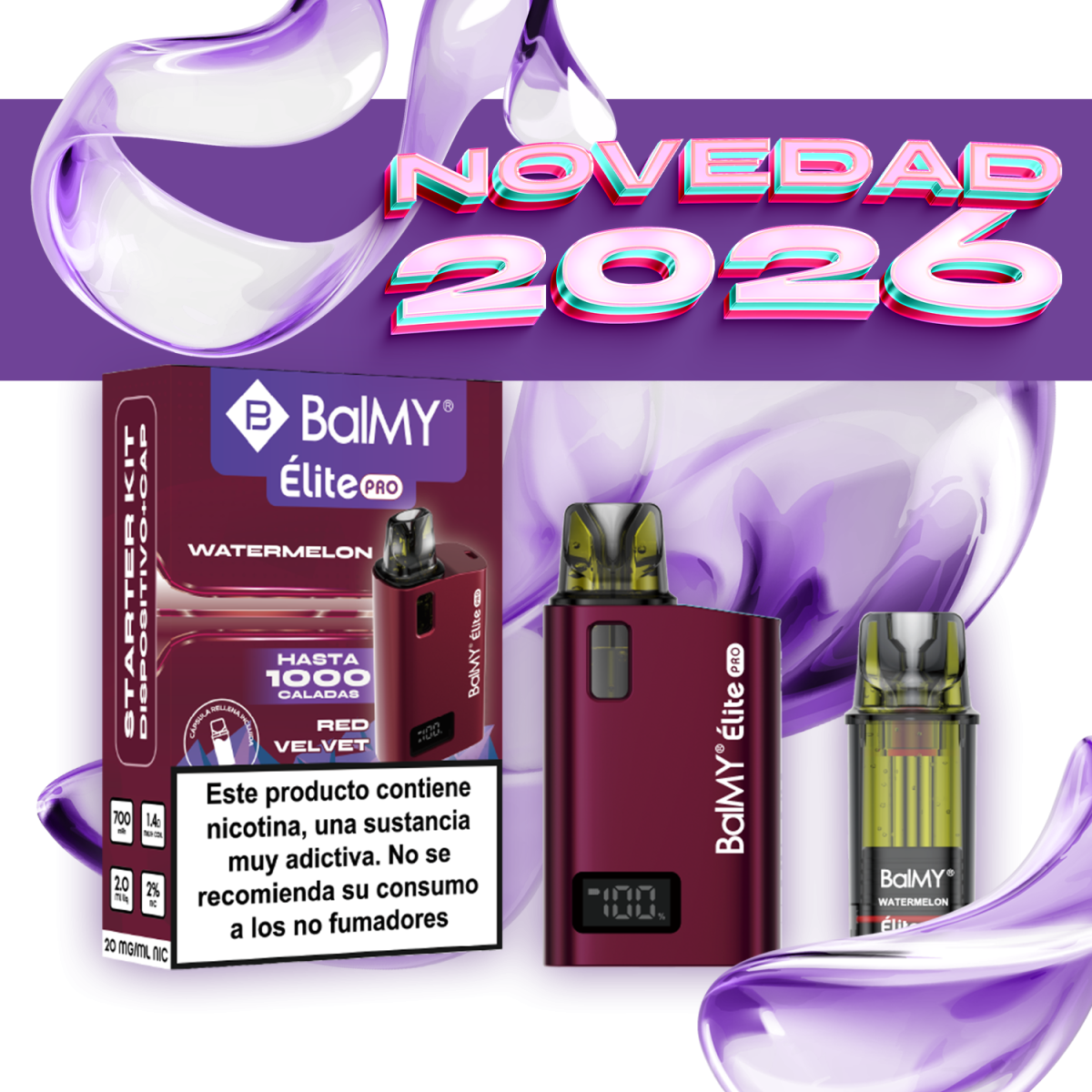 Balmy Elite Pro Starter Kit Red Velvet Sandía dispositivo + cápsula
