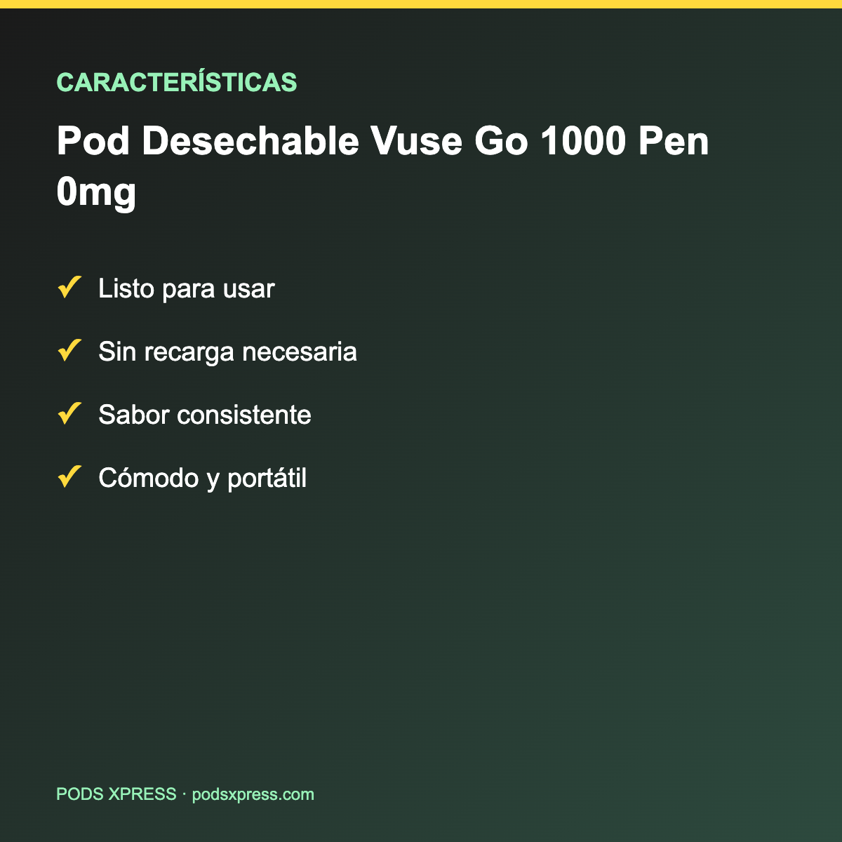 Pod Desechable Vuse Go 1000 Pen 0mg