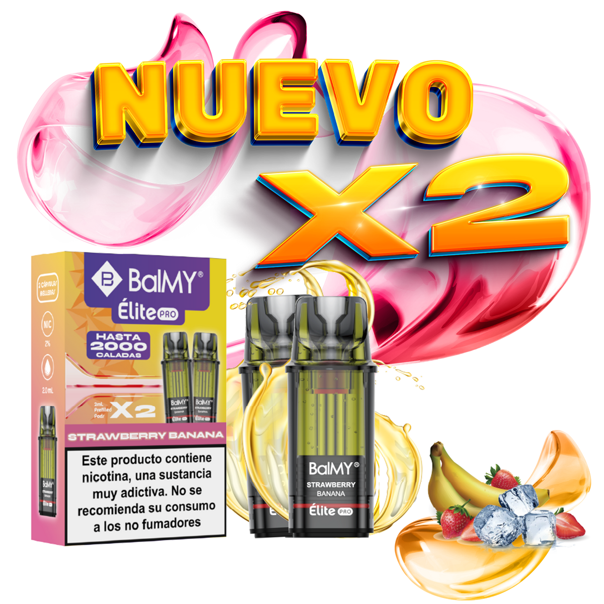 Pack x2 Cápsulas Balmy Elite Pro Fresa Plátano 20mg