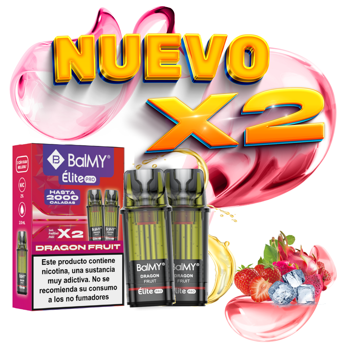 Pack x2 Cápsulas Balmy Elite Pro Dragon Fruit 20mg