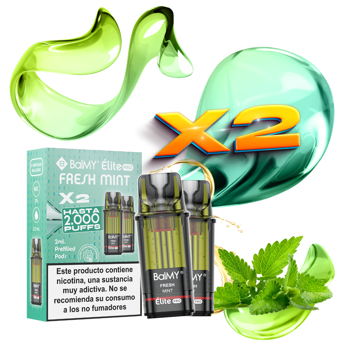 Pack x2 Cápsulas Balmy Elite Pro Menta Fresca 20mg