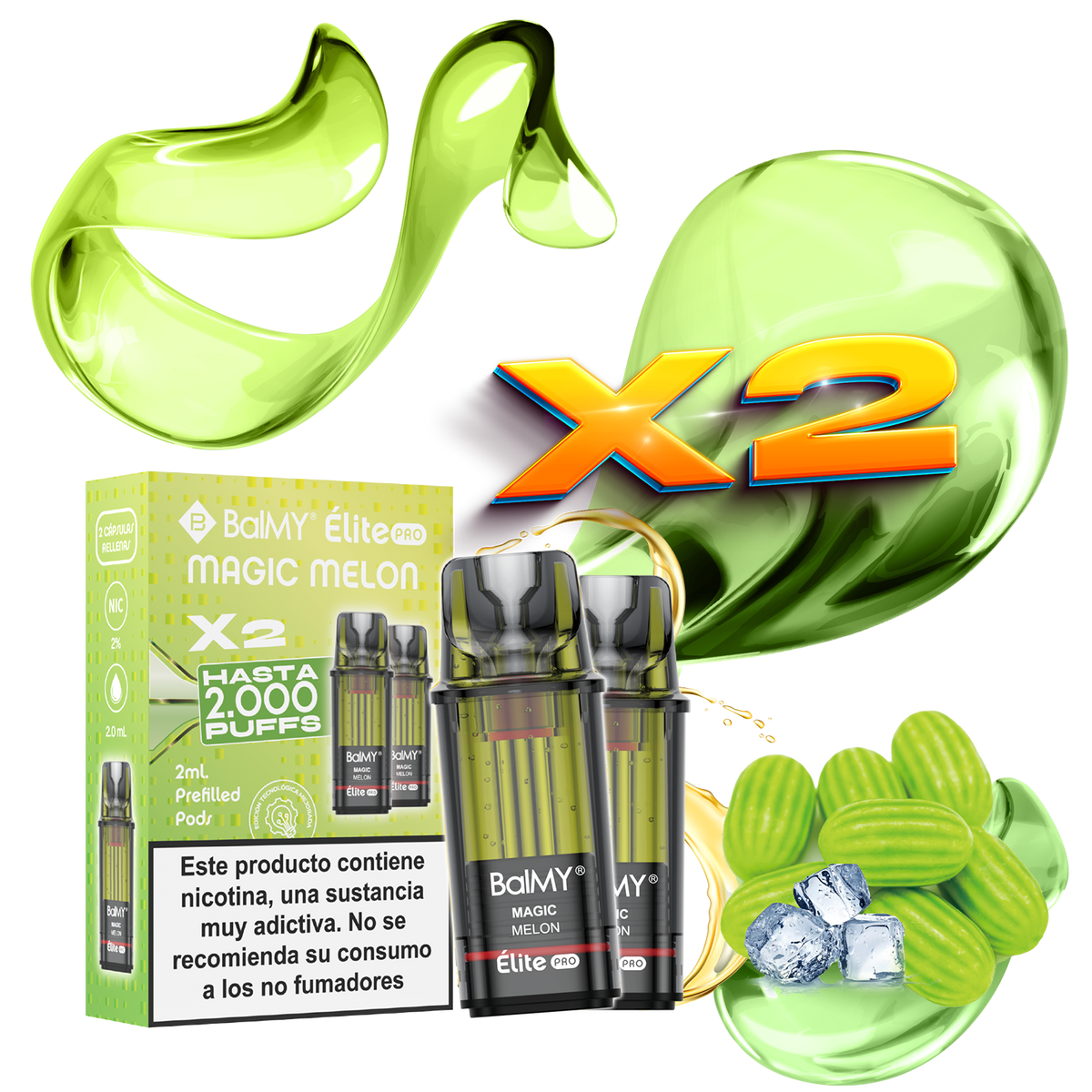 Pack x2 Cápsulas Balmy Elite Pro Magic Melón 20mg