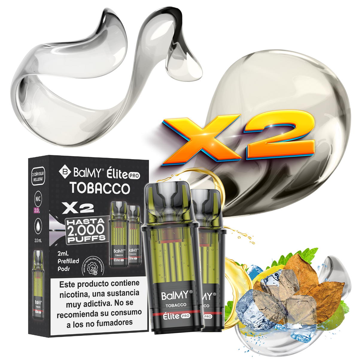 Pack x2 Cápsulas Balmy Elite Pro Tabaco 20mg