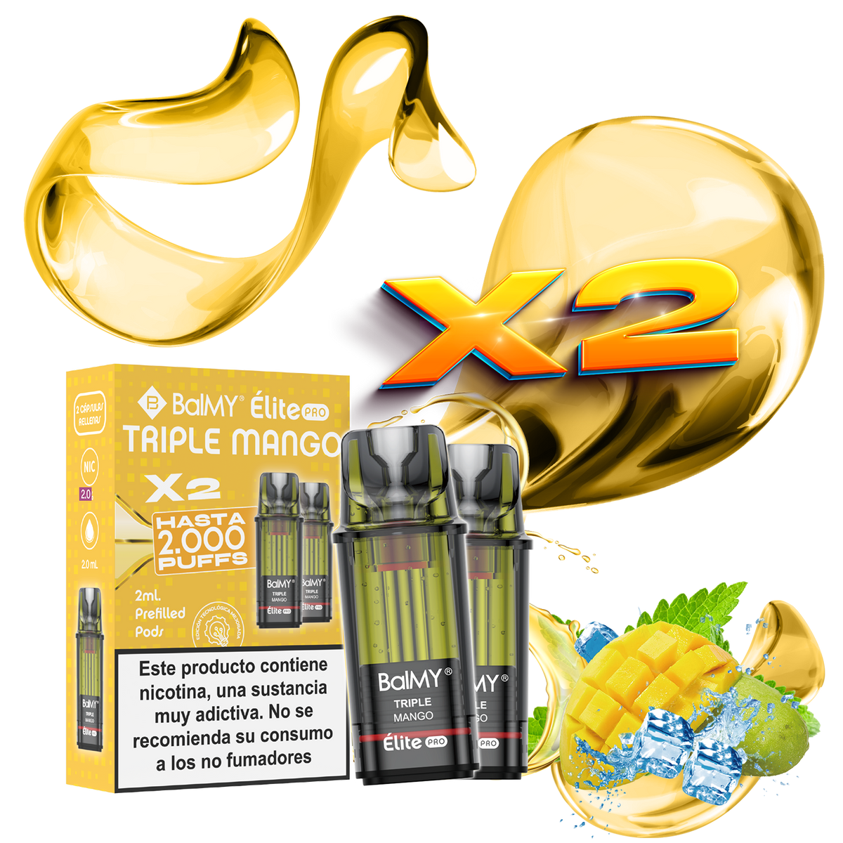 Pack x2 Cápsulas Balmy Elite Pro Triple Mango 20mg