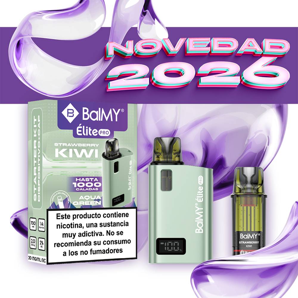 Balmy Elite Pro Starter Kit Aqua Green Fresa Kiwi dispositivo + cápsula